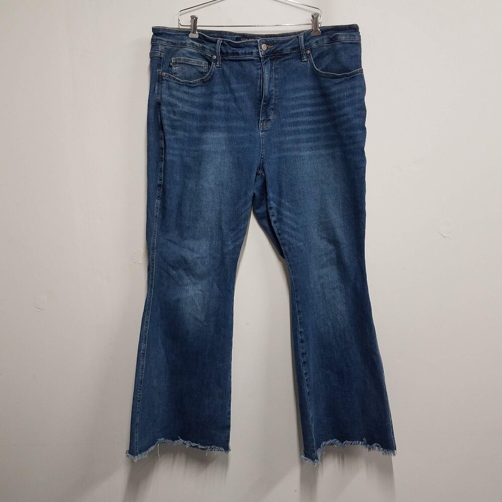 Judy Blue Jeans Womens 24W Flare High Rise Frayed Raw Hem Plus Denim JB88681 MD